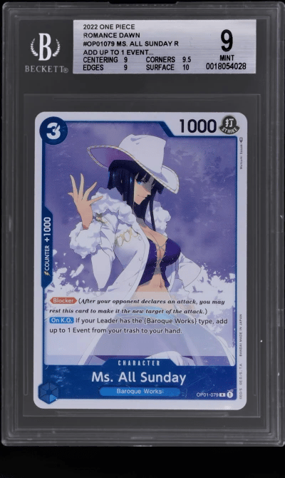 2022 One Piece Romance Dawn Ms. All Sunday #OP01079 BGS 9