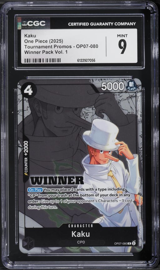 2025 One Piece Tournament Promo Winner Pack Vol. 1 Kaku #OP07-080 CGC 9 MINT