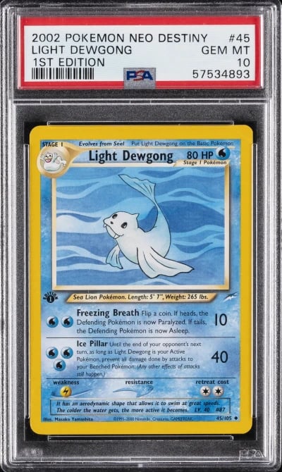 2002 POKEMON NEO DESTINY 1ST ED #45 LIGHT DEWGONG PSA 10