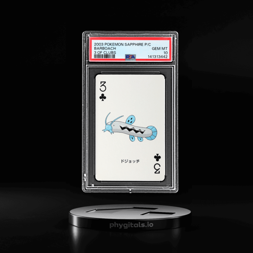 2003 Pokemon Sapphire Version Playing Card 3 of Clubs Barboach PSA 10