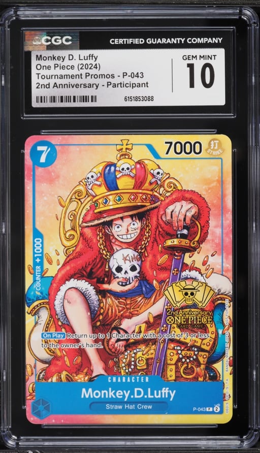 2024 One Piece Promo 2nd Anniversary Participant Monkey D. Luffy #P-043 CGC 10 GEM MINT