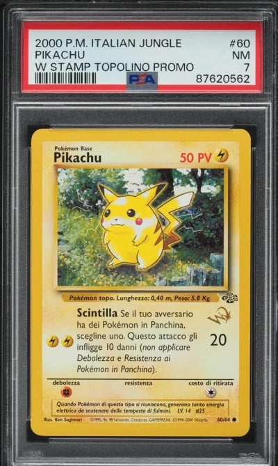 2000 Pokemon Italian Jungle W Stamp Promo Pikachu #60 PSA 7 NRMT