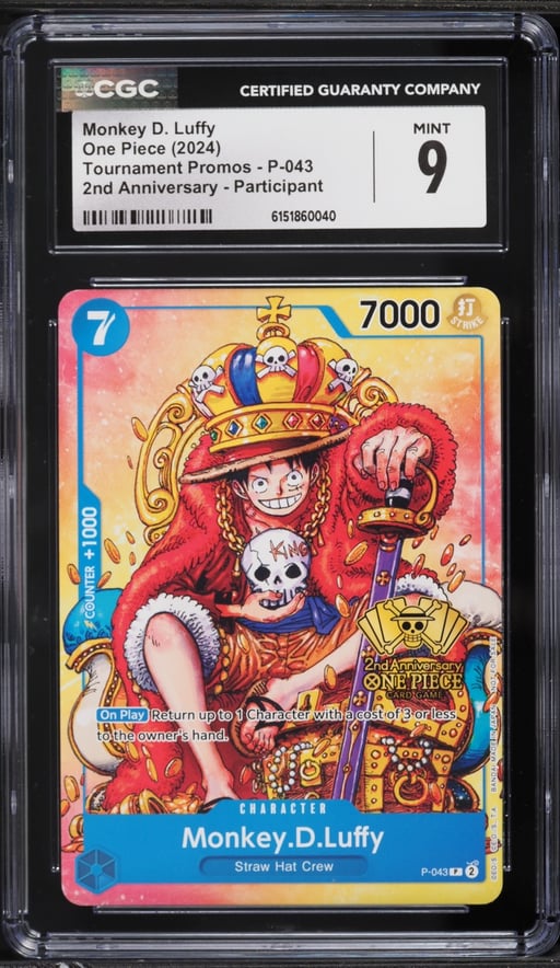 2024 One Piece Promo 2nd Anniversary Participant Monkey D. Luffy #P-043 CGC 9 MINT