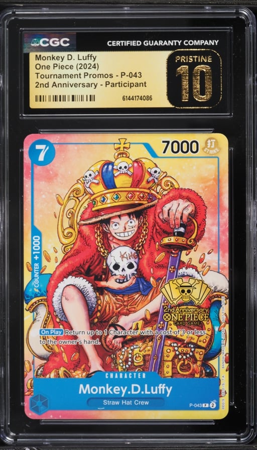 2024 One Piece Tournament Promo 2nd Anniversary Alt Art Monkey D. Luffy #P-043 CGC 10 PRISTINE