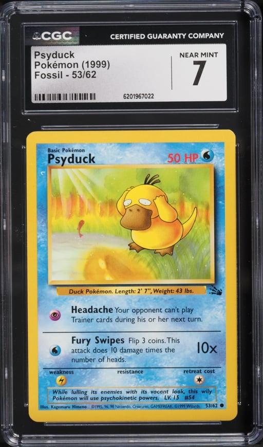 1999 Pokemon Fossil Psyduck #53 CGC 7 NRMT