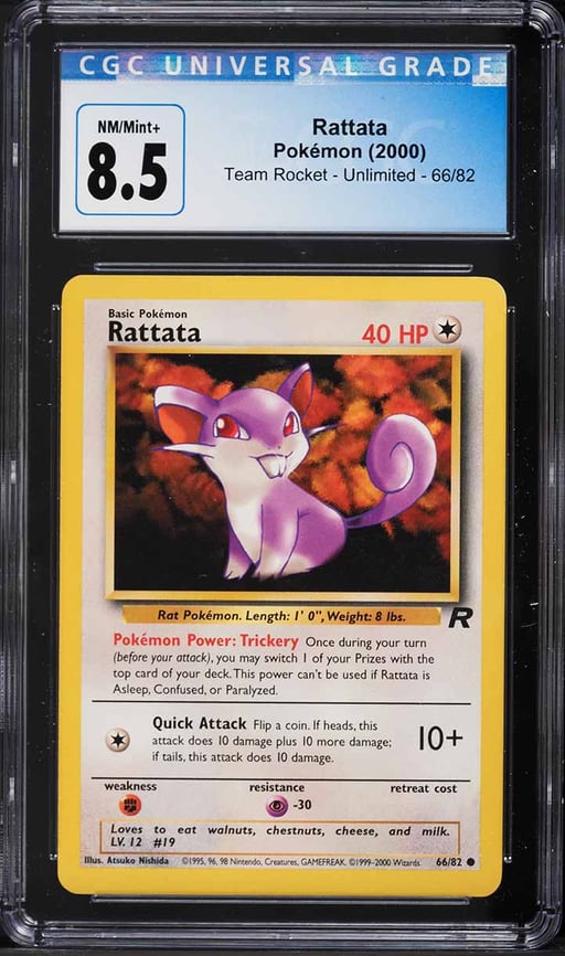 2000 Pokemon Team Rocket Rattata #66 CGC 8.5 NM-MT+