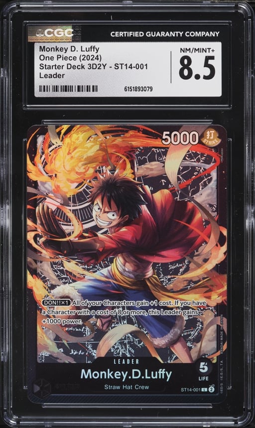 2024 One Piece Starter Deck 3D2Y Leader Monkey D. Luffy #ST14-001 CGC 8.5 NM-MT+