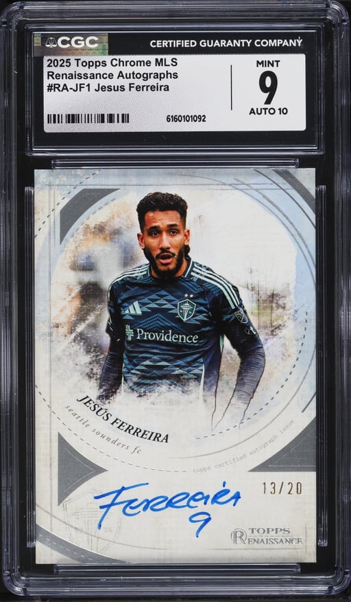 2025 Topps Chrome MLS Renaissance Jesus Ferreira AUTO /20 #RA-JF1 CGC 9 MINT