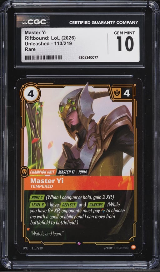 2026 Riftbound: LoL Unleashed Master Yi #113 CGC 10 GEM MINT