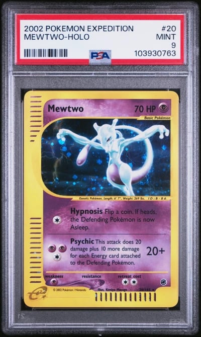 2002 POKEMON EXPEDITION #20 MEWTWO-HOLO PSA 9