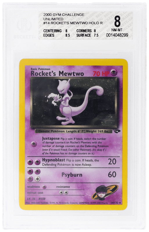 2000 Pokemon Gym Challenge Holo Rocket's Mewtwo #14 BGS 8