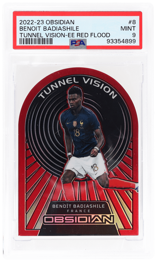 2022 Panini Obsidian Tunnel Vision Electric Etch Red Flood Benoit Badiashile #8 8/10 PSA 9