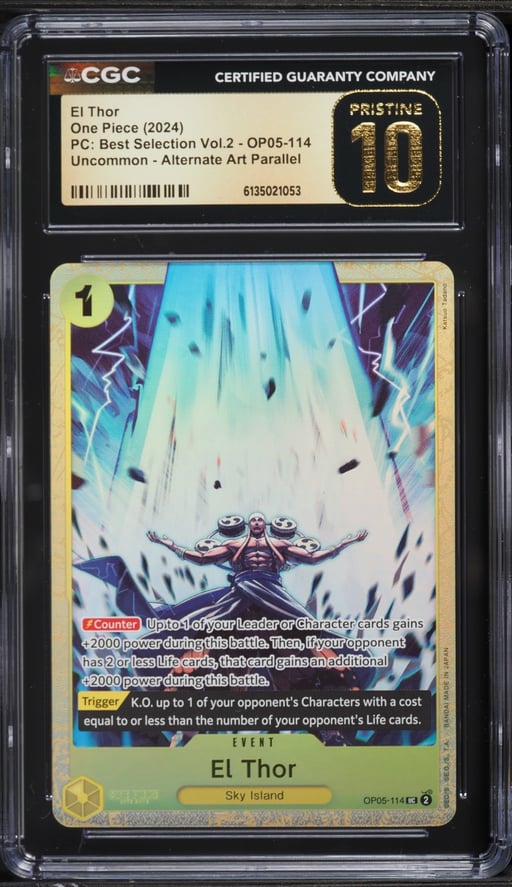 2024 One Piece PC Best Selection Vol.2 Alt Art El Thor #OP05-114 CGC 10 PRISTINE