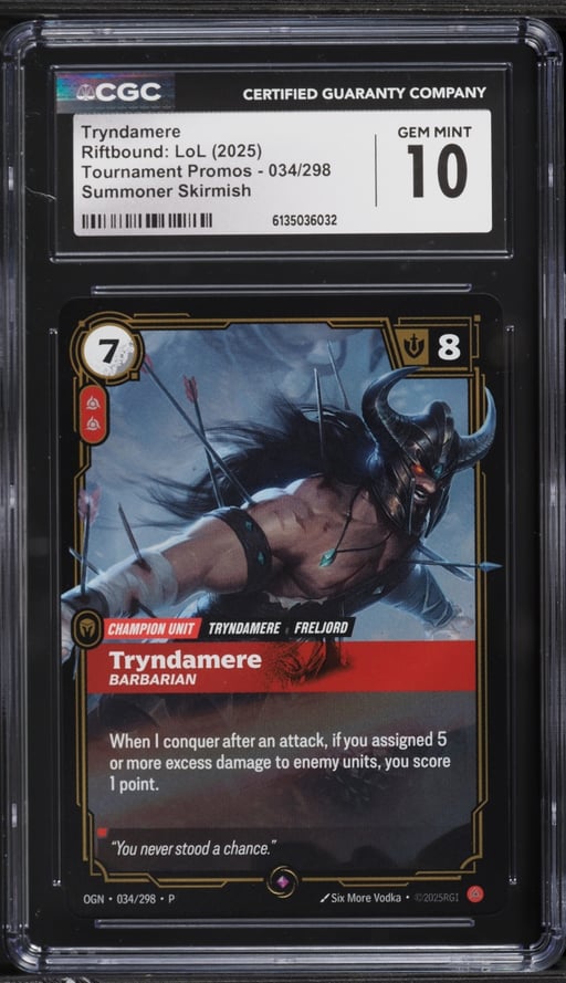 2025 Riftbound: LoL Tournament Promos Summoner Skirmish Tryndamere #034 CGC 10 GEM MINT