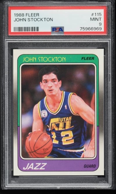 1988 Fleer Basketball John Stockton ROOKIE #115 PSA 9 MINT