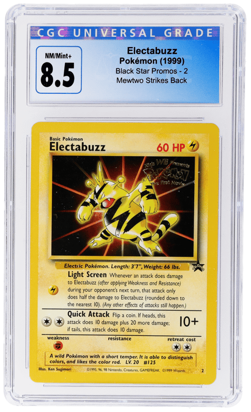1999 Pokemon Wizards of the Coast Black Star Promo Mewtwo Strikes Back Electabuzz #2 CGC 8.5
