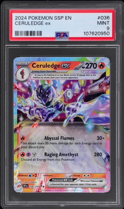 2024 Pokemon Scarlet and Violet Surging Sparks Ceruledge Ex #36 PSA 9