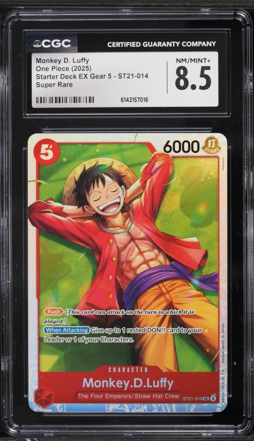 2025 One Piece Starter Deck EX Gear 5 SR Monkey D. Luffy #ST21-014 CGC 8.5 NM-MT+