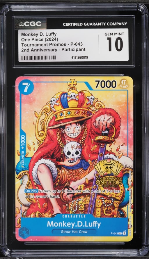 2024 One Piece Promo 2nd Anniversary Participant Monkey D. Luffy #P-043 CGC 10 GEM MINT