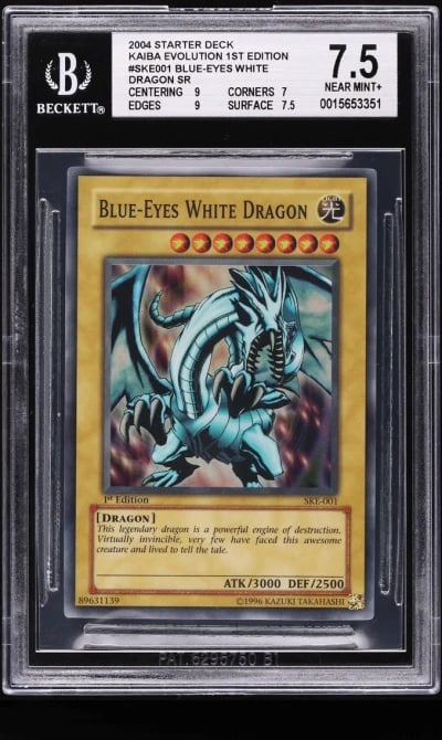2004 Yu-Gi-Oh! SKE 1st Edition Blue-Eyes White Dragon #SKE-001 BGS 7.5 NRMT+