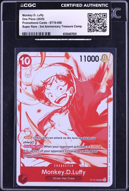 2025 One Piece Promo 3rd Anniversary Treasure Monkey D. Luffy #ST10-006 CGC AUTH