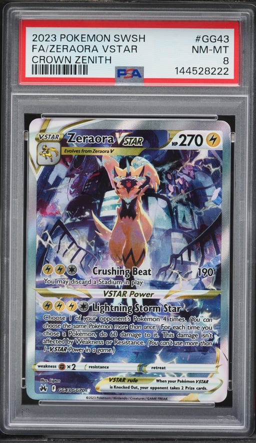 2023 Pokemon Sword & Shield Crown Zenith Alt Art Zeraora VSTAR #GG43 PSA 8 NM-MT