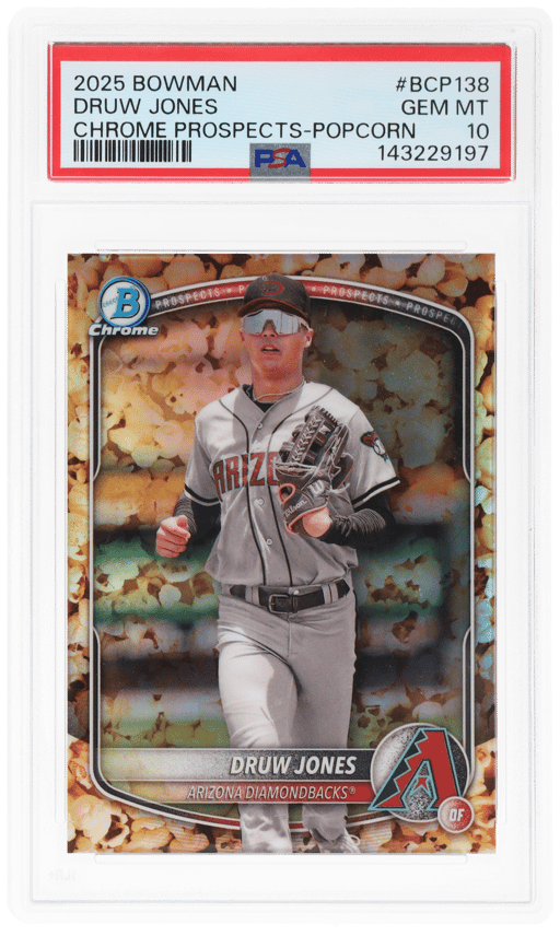 2025 Bowman Chrome Prospect Popcorn Refractor Druw Jones #BCP138 PSA 10
