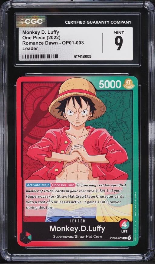 2022 One Piece Romance Dawn Leader Monkey D. Luffy #OP01-003 CGC 9 MINT