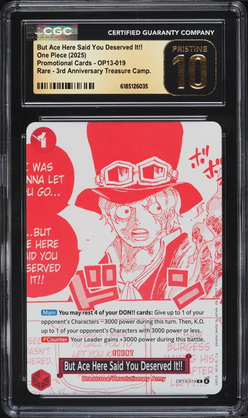 2025 One Piece 3rd Treasure Manga Alt Art But Ace Here Said You Deserved It!! CGC 10 PRISTINE