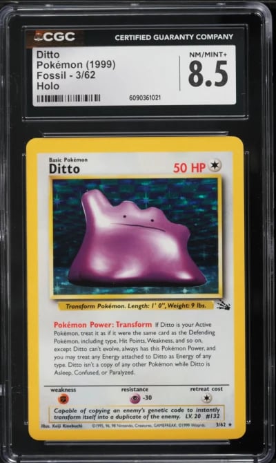 1999 Pokemon Fossil Holo Ditto #3 CGC 8.5 NM-MT+