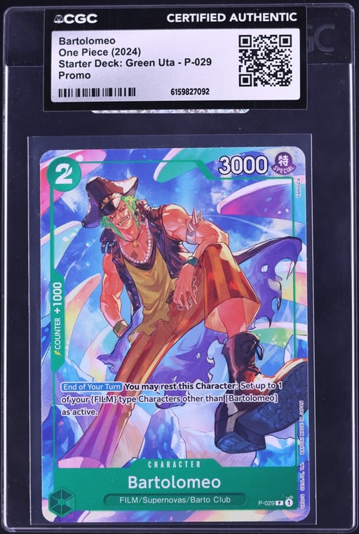 2024 One Piece Promo Starter Deck Green Uta Bartolomeo #P-029 CGC AUTH