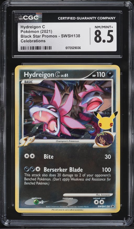 2021 Pokemon Sword & Shield Promo Celebrations Holo Hydreigon C #SWSH138 CGC 8.5 NM-MT+