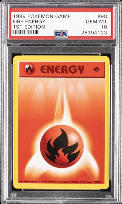 1999 POKEMON BASE SET 1ST EDITION #98 FIRE ENERGY PSA 10
