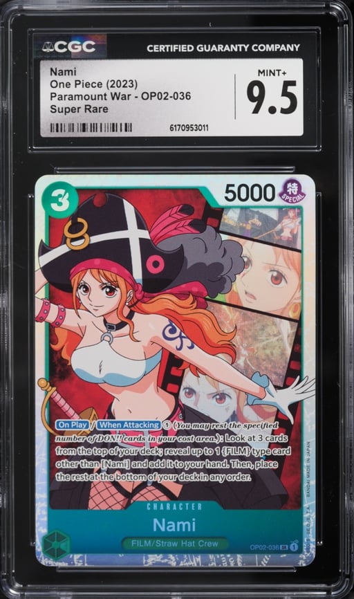 2023 One Piece Paramount War SR Nami #OP02-036 CGC 9.5 MINT+