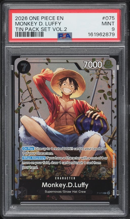 2026 One Piece Promo Tin Pack Set Vol.2 Monkey D. Luffy #P-075 PSA 9 MINT