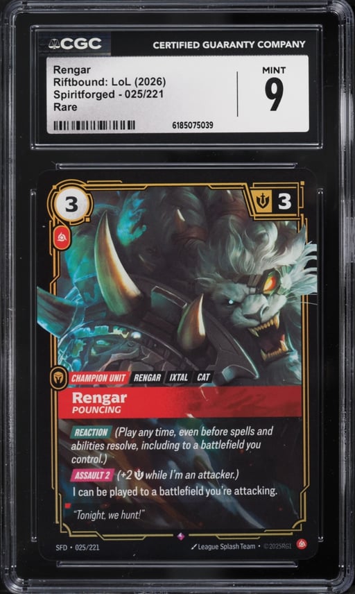 2026 Riftbound League Of Legends LoL Spiritforged Rengar #25 CGC 9 MINT