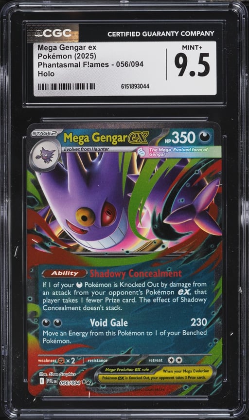 2025 Pokemon Mega Evolution Phantasmal Flames Holo Mega Gengar ex #56 CGC 9.5 MINT+