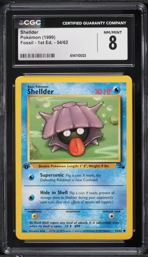 1999 Pokemon Fossil 1st Edition Shellder #54 CGC 8 NM-MT