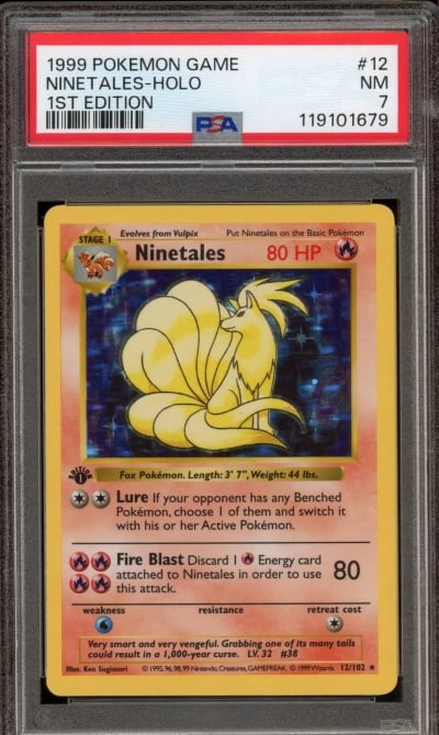 Pokemon Ninetales Base Set Shadowless 1st Edition Holo Rare #12 PSA 7