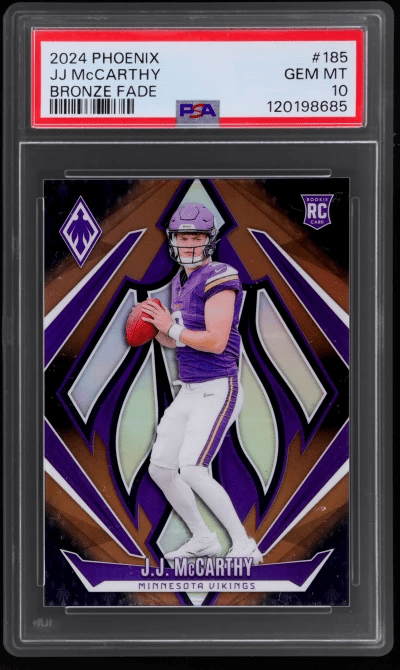 2024 Panini Phoenix Bronze Fade JJ Mccarthy #185 97/125 PSA 10
