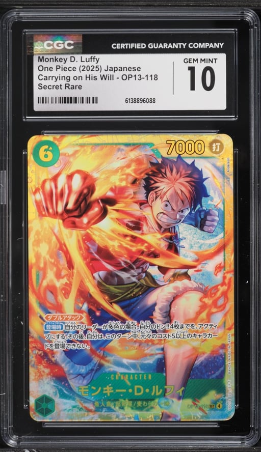 2025 One Piece Japanese Carrying On His Will SEC Monkey D. Luffy #OP13-118 CGC 10 GEM MINT