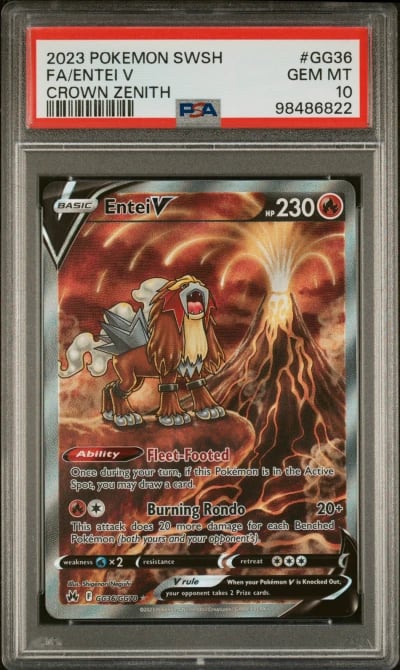 2023 POKEMON SWORD & SHIELD CROWN ZENITH #GG36 FULL ART/ENTEI V PSA 10