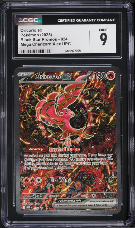 2025 Pokemon Mega Evolution Promo Mega Charizard X ex UPC Full Art Oricorio ex #24 CGC 9 MINT
