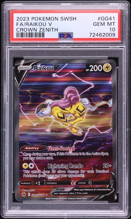 2023 Pokemon Sword & Shield Crown Zenith Galarian Gallery Alt Art Raikou V #GG41 PSA 10 GEM
