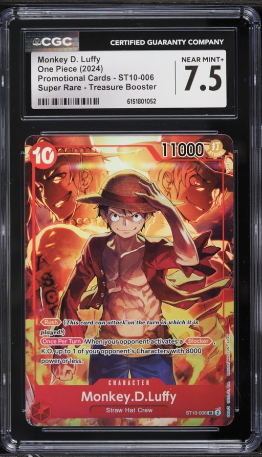2024 One Piece Promo Treasure Booster SR Monkey D. Luffy #ST10-006 CGC 7.5 NRMT+