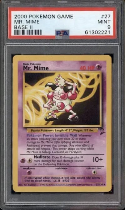 2000 Pokemon Set 2 #27/130 Mr. Mime PSA 9