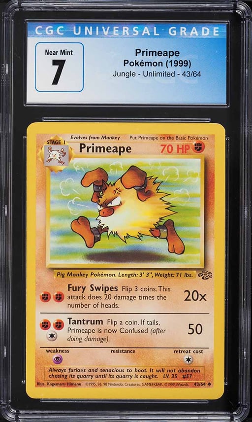 1999 Pokemon Jungle Primeape #43 CGC 7 NRMT