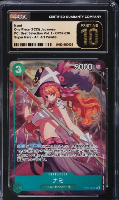 2023 One Piece Japanese Premium Best Vol. 1 Alt Art Nami #OP02-036 CGC 10