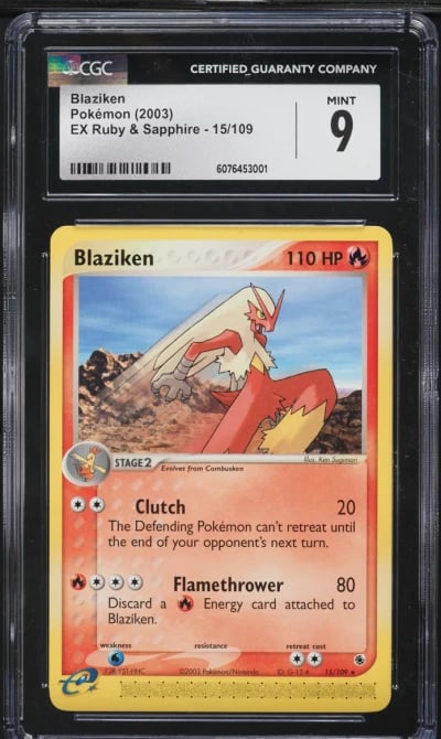2003 Pokemon EX Ruby & Sapphire Blaziken #15 CGC 9 MINT
