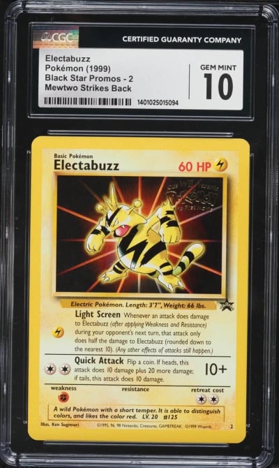 1999 Pokemon Promo Mewtwo Strikes Back Electabuzz #2 CGC 10 GEM MINT